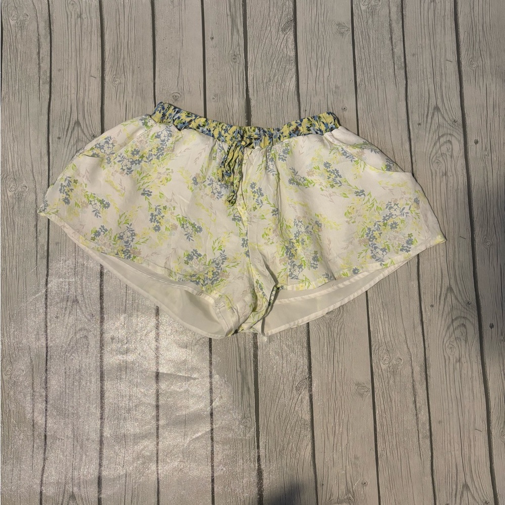 Forever 21 White and Yellow Floral Athletic Shorts